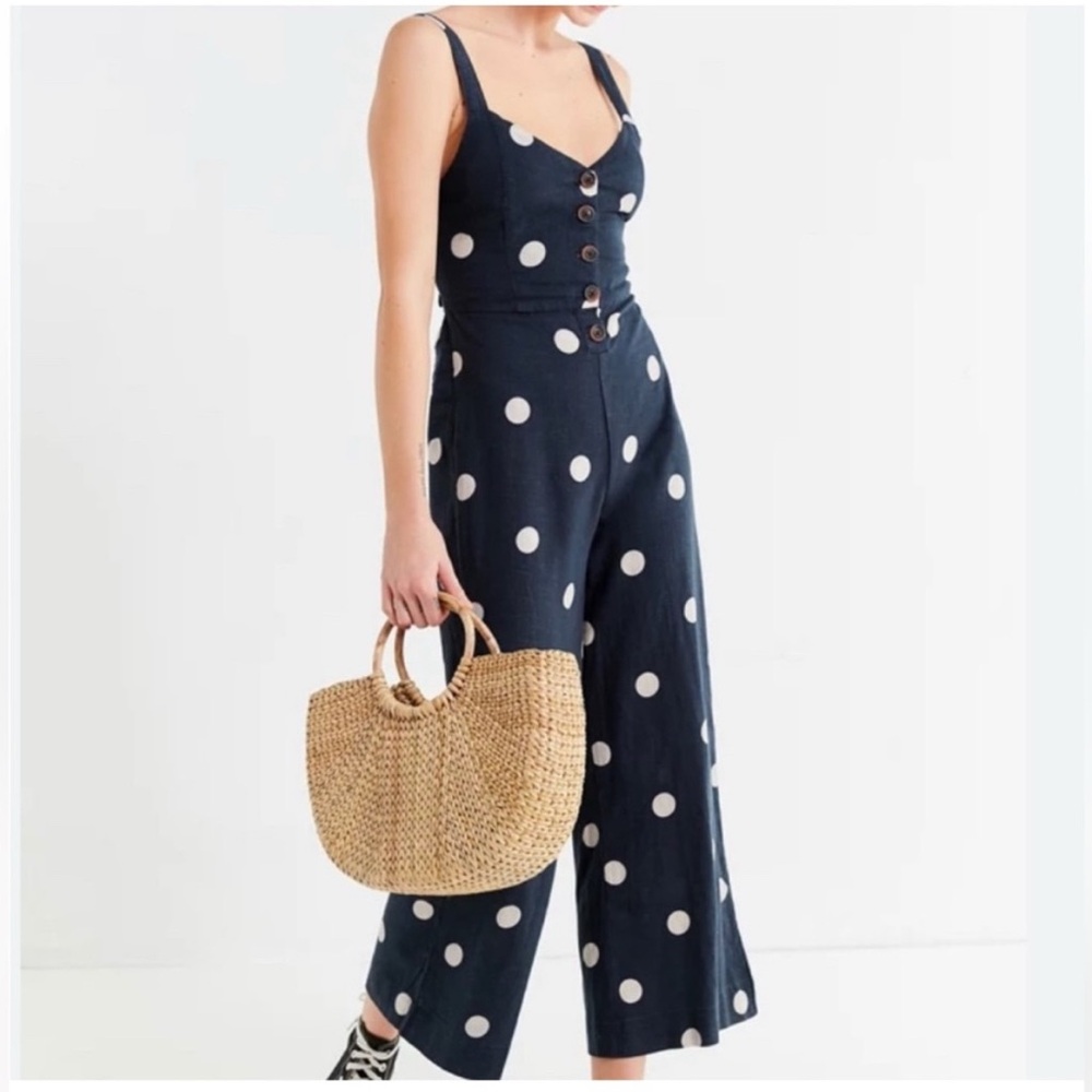 Japna Polka Dot Tie Back Jumpsuit Size Medium (Small)
